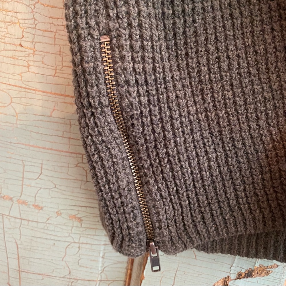 The Rail Olive Green Knit Side Zip Crew Neck Sweater - Picture 3 of 6